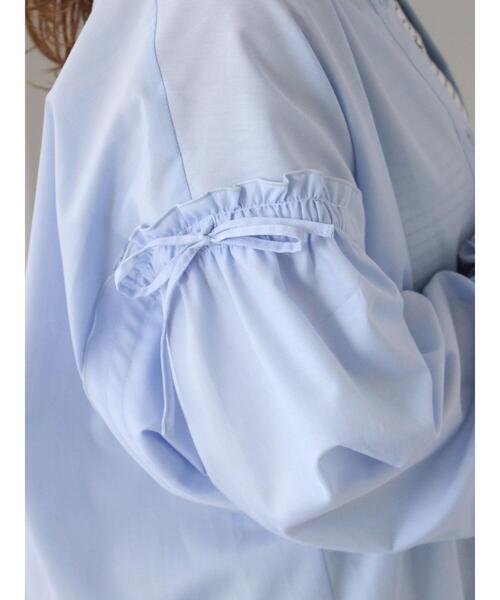 ehka sopo(エヘカソポ)の「柄アソート袖リボンビッグシャツ(シャツ/ブラウス・レディース・ベージュ/サックスブルー/ブルー/ピンク・F)」の10枚目の写真