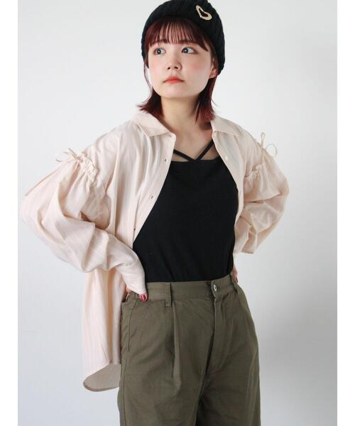 ehka sopo(エヘカソポ)の「柄アソート袖リボンビッグシャツ(シャツ/ブラウス・レディース・ベージュ/サックスブルー/ブルー/ピンク・F)」の15枚目の写真