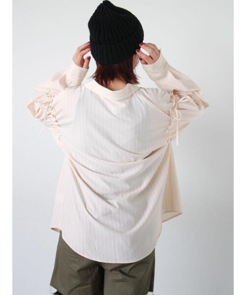 ehka sopo(エヘカソポ)の「柄アソート袖リボンビッグシャツ(シャツ/ブラウス・レディース・ベージュ/サックスブルー/ブルー/ピンク・F)」の17枚目の写真