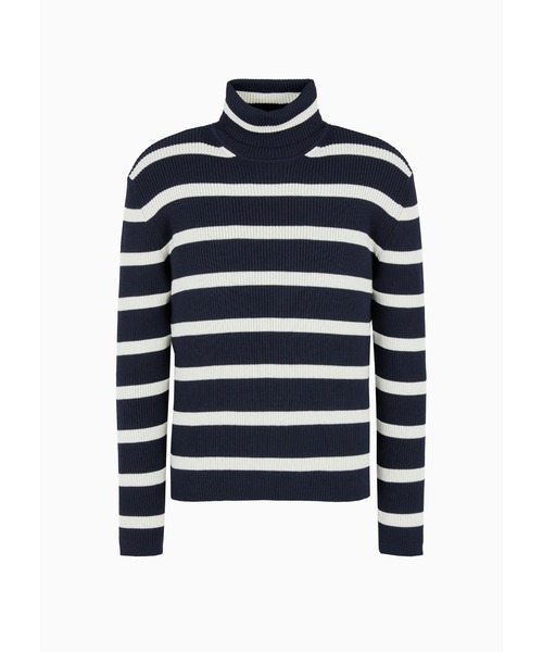 アルマーニ　ニット　メンズ　ボーダー　ホワイト　ブラック　エンポリオアルマーニ EMPORIO ARMANI（エンポリオアルマーニ）の「【エンポリオ アルマーニ