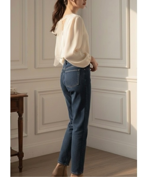 SALTMINT（ソルトミント）の「バックリボントップス（シャツ/ブラウス・レディース・ホワイト/ブラック・FREE）」の6枚目の写真