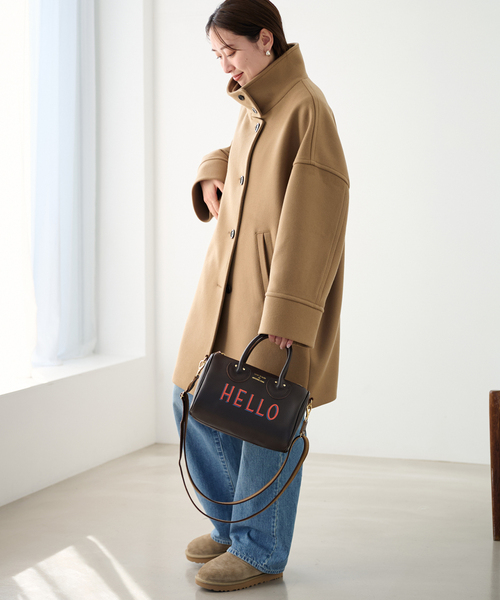 FRAMeWORK（フレームワーク）の「メルトンスタンドポンチョコート（ポンチョ・レディース・ブラック/キャメル・38/36）」の4枚目の写真