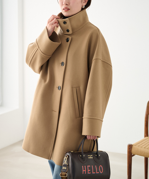 FRAMeWORK（フレームワーク）の「メルトンスタンドポンチョコート（ポンチョ・レディース・ブラック/キャメル・38/36）」の7枚目の写真