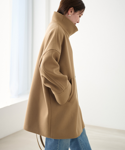 FRAMeWORK（フレームワーク）の「メルトンスタンドポンチョコート（ポンチョ・レディース・ブラック/キャメル・38/36）」の8枚目の写真