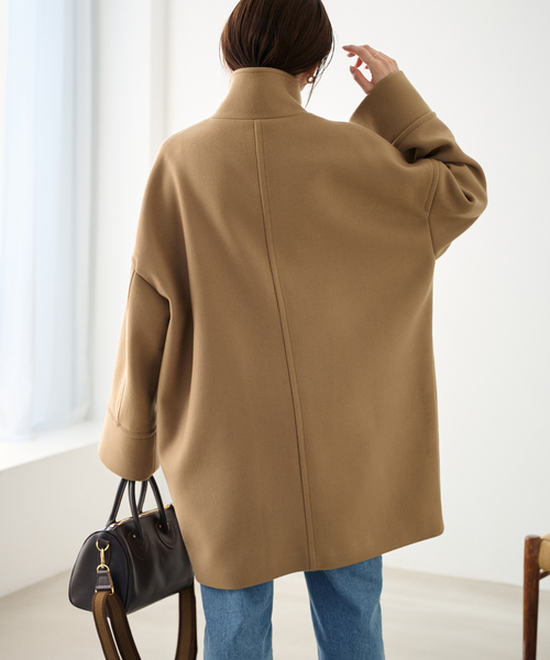 FRAMeWORK（フレームワーク）の「メルトンスタンドポンチョコート（ポンチョ・レディース・ブラック/キャメル・38/36）」の12枚目の写真