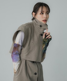 PUBLIC TOKYO スプリングコート ジレ レザーコンビネーションオーバージレ(FREE LIGHT BEIGE