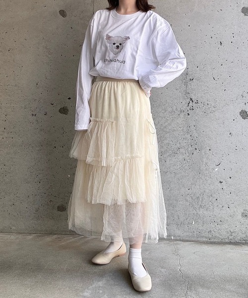 merrylatte（メリーラテ）の「『低身長用サイズあり』フォト風デザインロンT（Tシャツ/カットソー・レディース・ホワイト/K/L/B/G/I/A/H/J/C/D/E/F・MEDIUM/SMALL/LARGE/X-SMALL/X-LARGE）」の3枚目の写真