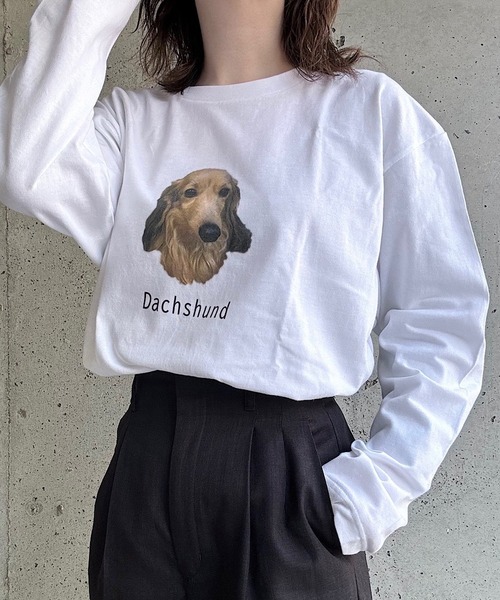 merrylatte（メリーラテ）の「『低身長用サイズあり』フォト風デザインロンT（Tシャツ/カットソー・レディース・ホワイト/K/L/B/G/I/A/H/J/C/D/E/F・MEDIUM/SMALL/LARGE/X-SMALL/X-LARGE）」の6枚目の写真