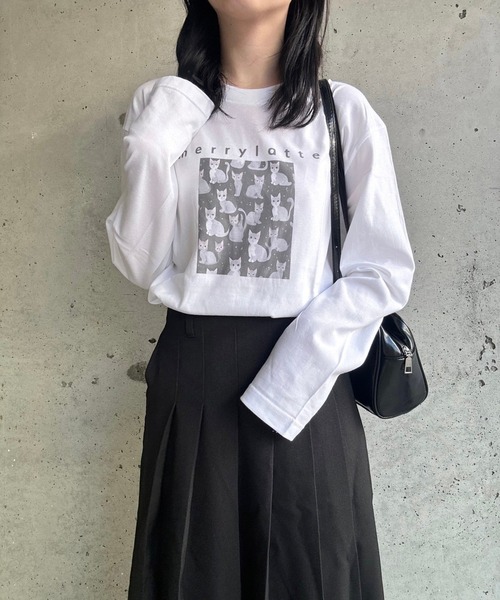 merrylatte（メリーラテ）の「『低身長用サイズあり』フォト風デザインロンT（Tシャツ/カットソー・レディース・ホワイト/K/L/B/G/I/A/H/J/C/D/E/F・MEDIUM/SMALL/LARGE/X-SMALL/X-LARGE）」の8枚目の写真