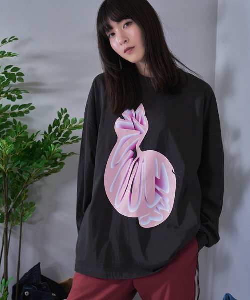 Nora Lily(ノラリリー)の「【Nora Lily】NL Cat Gradation L/S Tee (UNISEX)(Tシャツ/カットソー・メンズ・チャコールグレー/パープル/ホワイト系その他/グリーン/ホワイト・FREE)」の4枚目の写真