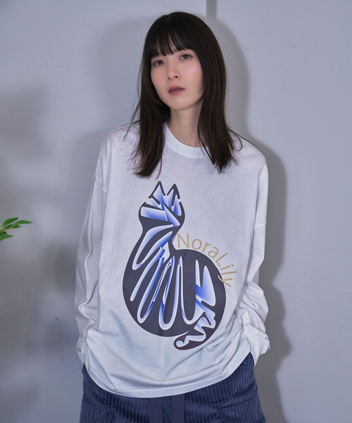 【Nora Lily】NL Cat Gradation L/S Tee (UNISEX)（Tシャツ/カットソー）｜Nora Lily（ノラリリー）
