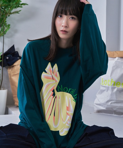 【Nora Lily】NL Cat Gradation L/S Tee (UNISEX)（Tシャツ/カットソー）｜Nora Lily（ノラリリー）