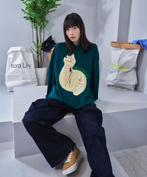 【Nora Lily】NL Cat Gradation L/S Tee (UNISEX)（Tシャツ/カットソー）｜Nora Lily（ノラリリー）