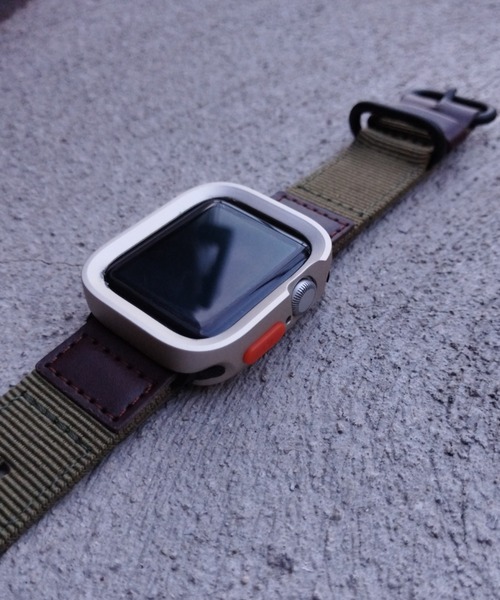 zandy(ズィーアンドワイ)の「zandy ズィーアンドワイ/Apple Watch ケース&ベルトセット【スクエアソフトフレーム】アップルウォッチカバー& レザーナイロンバンド // set15(デジタル腕時計・メンズ・ブラック×ホワイト/ウッド/ホワイト×シルバー/ブルー系その他/シルバー系その他/アーミー・S/M)」の6枚目の写真