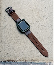 zandy ズィーアンドワイ /Apple Watch ケース バンド セット ナイロン PUレザー Series10/11対応【スクエアソフトフレーム】アップルウォッチカバー& レザーナイロンバンド /// set15
