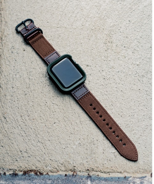 zandy(ズィーアンドワイ)の「zandy ズィーアンドワイ/Apple Watch ケース&ベルトセット【スクエアソフトフレーム】アップルウォッチカバー& レザーナイロンバンド // set15(デジタル腕時計・メンズ・ブラック×ホワイト/ウッド/ホワイト×シルバー/ブルー系その他/シルバー系その他/アーミー・S/M)」の3枚目の写真