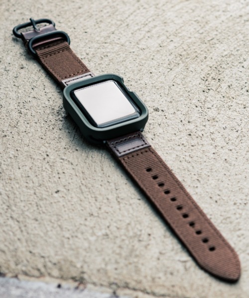zandy(ズィーアンドワイ)の「zandy ズィーアンドワイ/Apple Watch ケース&ベルトセット【スクエアソフトフレーム】アップルウォッチカバー& レザーナイロンバンド // set15(デジタル腕時計・メンズ・ブラック×ホワイト/ウッド/ホワイト×シルバー/ブルー系その他/シルバー系その他/アーミー・S/M)」の9枚目の写真