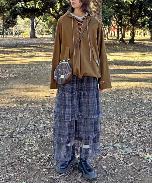 CIAOPANIC（チャオパニック）の「【UNESS/ユーネス】レースアップアノラックブルゾン（ブルゾン・レディース・カーキ・ONE SIZE）」の7枚目の写真