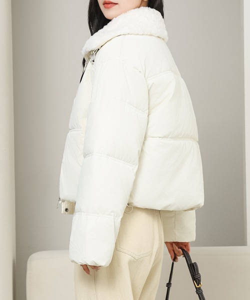 セール】ベルト付き 2WAY ボアカラー ジップアップ ジャケット（ダウン