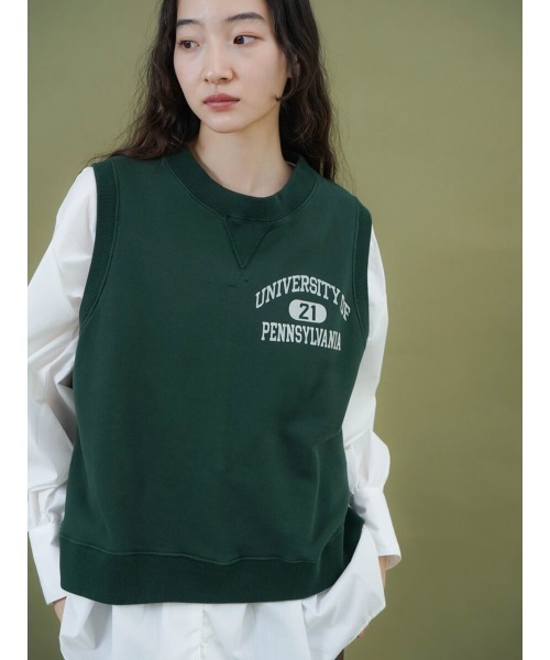 FIKA.(フィーカ)の「Crew neck sweat vest(ベスト・レディース・ダークオリーブ/杢グレー・FREE)」の7枚目の写真
