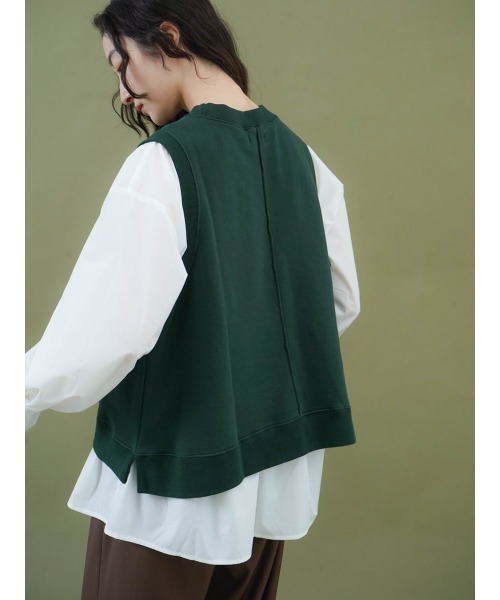 FIKA.(フィーカ)の「Crew neck sweat vest(ベスト・レディース・ダークオリーブ/杢グレー・FREE)」の9枚目の写真