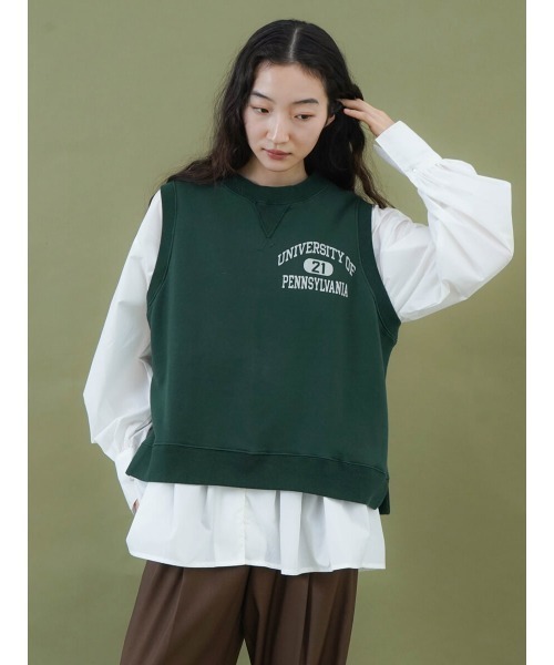 FIKA.(フィーカ)の「Crew neck sweat vest(ベスト・レディース・ダークオリーブ/杢グレー・FREE)」の8枚目の写真