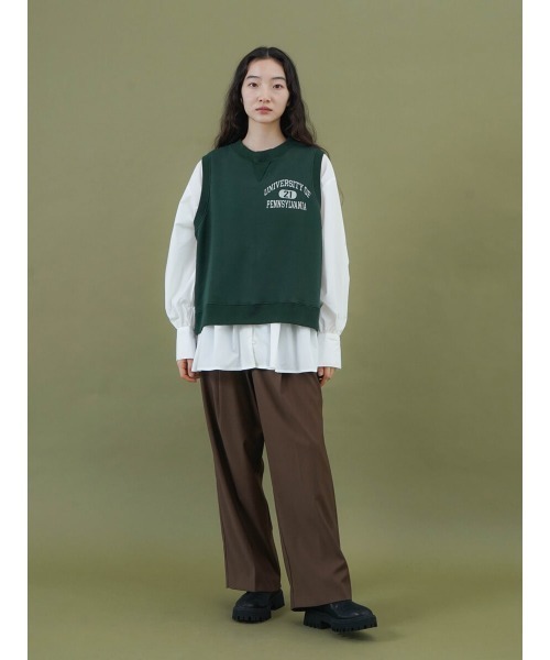 FIKA.(フィーカ)の「Crew neck sweat vest(ベスト・レディース・ダークオリーブ/杢グレー・FREE)」の11枚目の写真