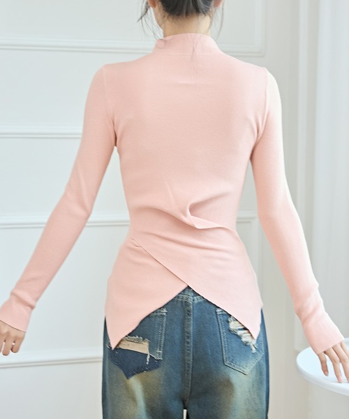 Lace Ladies(レースレディース)の「ソリッドカラー プチハイネック レイヤード風 ニット プルオーバー(ニット/セーター・レディース・ベージュ/ホワイト/ピンク/ブラック・FREE)」の13枚目の写真