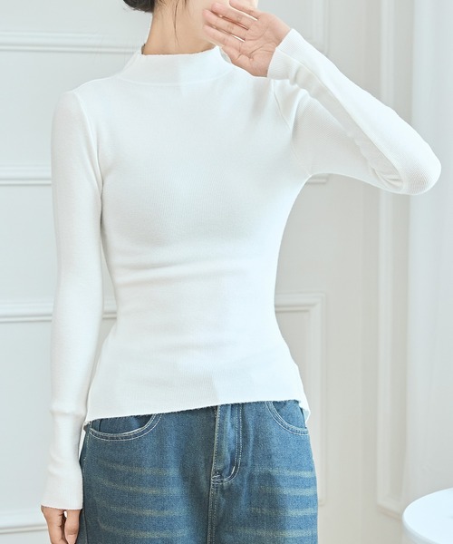 Lace Ladies(レースレディース)の「ソリッドカラー プチハイネック レイヤード風 ニット プルオーバー(ニット/セーター・レディース・ベージュ/ホワイト/ピンク/ブラック・FREE)」の19枚目の写真
