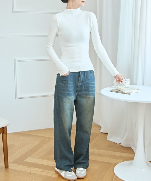 Lace Ladies(レースレディース)の「ソリッドカラー プチハイネック レイヤード風 ニット プルオーバー(ニット/セーター・レディース・ベージュ/ホワイト/ピンク/ブラック・FREE)」の20枚目の写真