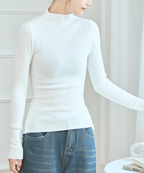 Lace Ladies(レースレディース)の「ソリッドカラー プチハイネック レイヤード風 ニット プルオーバー(ニット/セーター・レディース・ベージュ/ホワイト/ピンク/ブラック・FREE)」の21枚目の写真