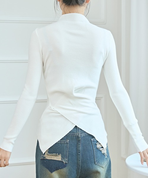 Lace Ladies(レースレディース)の「ソリッドカラー プチハイネック レイヤード風 ニット プルオーバー(ニット/セーター・レディース・ベージュ/ホワイト/ピンク/ブラック・FREE)」の22枚目の写真