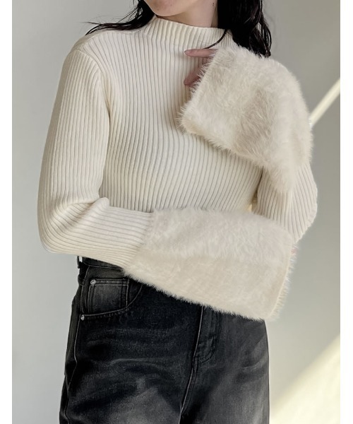 新品 Ehre style 大人 ニット カットオフ スリーブ フレア トップス 季節をまたぐ大人ニットカットオフスリーブトップス（ニット