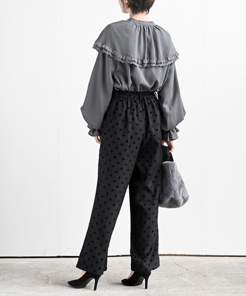 rps(アールピーエス)の「フロッキードットワイドパンツ(スラックス・レディース・チャコールグレー/ブラウン/ブラック・フリー)」の21枚目の写真