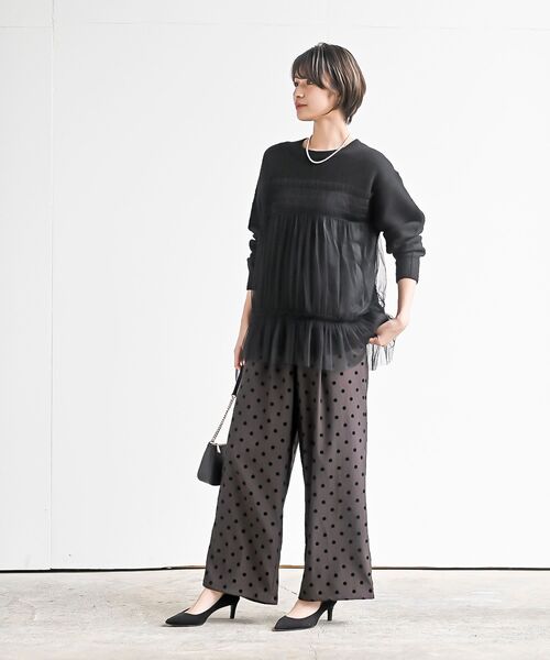 rps(アールピーエス)の「フロッキードットワイドパンツ(スラックス・レディース・チャコールグレー/ブラウン/ブラック・フリー)」の11枚目の写真