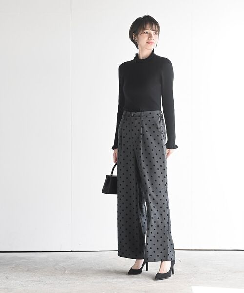 rps(アールピーエス)の「フロッキードットワイドパンツ(スラックス・レディース・チャコールグレー/ブラウン/ブラック・フリー)」の12枚目の写真