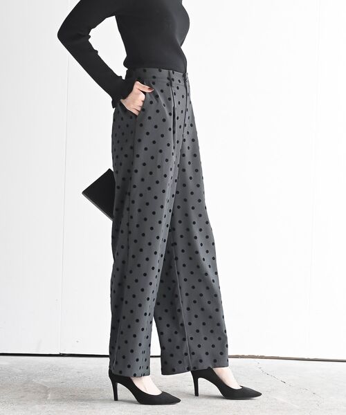 rps(アールピーエス)の「フロッキードットワイドパンツ(スラックス・レディース・チャコールグレー/ブラウン/ブラック・フリー)」の15枚目の写真