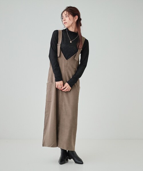 Cutie Blonde（キューティーブロンド）の「【体型カバー】Vネックジャンスカ（ワンピース・レディース・ブラック/ブラウン系その他・01/02/03/04）」の8枚目の写真