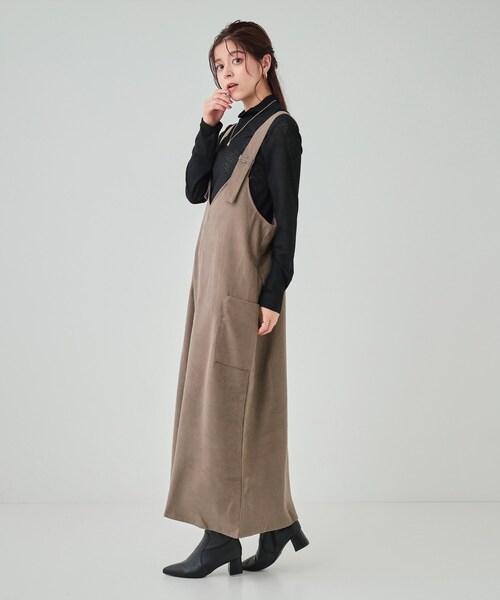 Cutie Blonde（キューティーブロンド）の「【体型カバー】Vネックジャンスカ（ワンピース・レディース・ブラック/ブラウン系その他・01/02/03/04）」の10枚目の写真