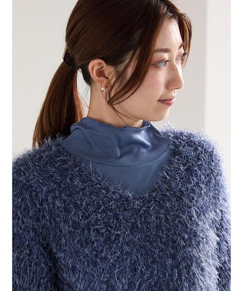 Te chichi（テチチ）の「インナー付ポコポコラメシャギー半袖ニット（ニット/セーター・レディース・ブルー/グレー・F）」の9枚目の写真