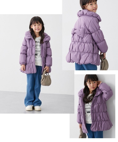 にゃん：2wayリボンダウン セール】あったか中わた♪リボンデザインコート（女の子