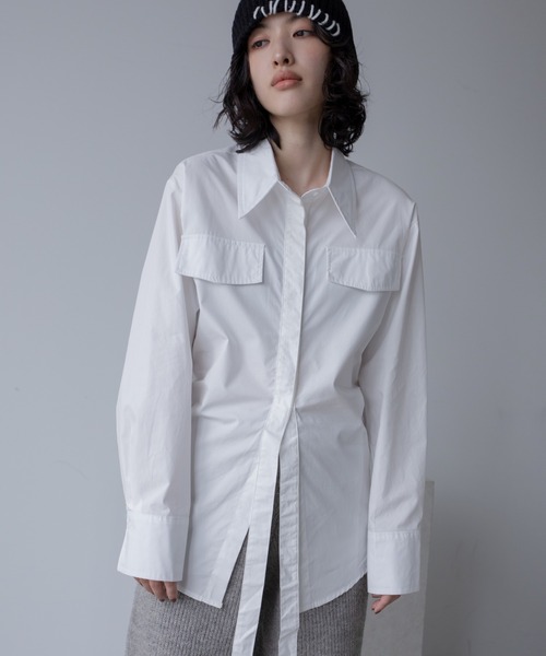 ブラウス シャツ vent blanc:ミリタリーライト BIGポケットシャツ レディース vent blanc ブラウス シャツ blanc:ミリタリーライト BIG