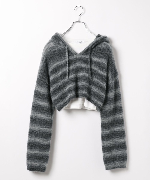 GLOBAL WORK(グローバルワーク)の「2SETボーダーニット*ロンT/AND YUA ANY/147026(ニット/セーター・キッズ・グリーン/グレー・160cm/150cm)」の3枚目の写真