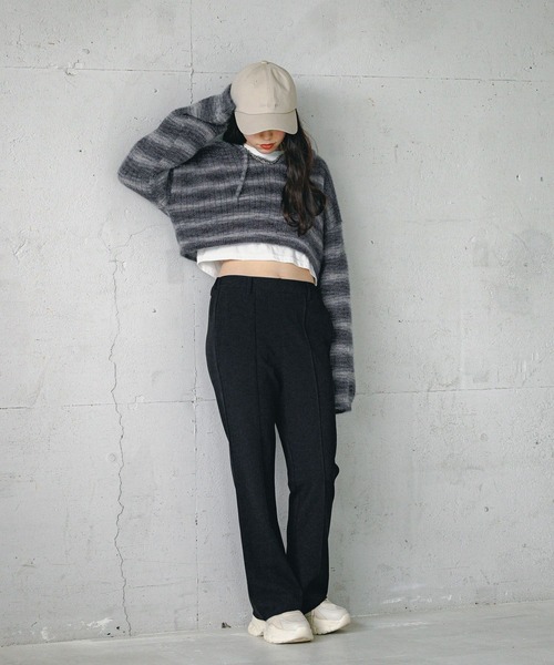 GLOBAL WORK(グローバルワーク)の「2SETボーダーニット*ロンT/AND YUA ANY/147026(ニット/セーター・キッズ・グリーン/グレー・160cm/150cm)」の19枚目の写真