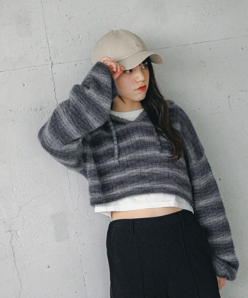 GLOBAL WORK(グローバルワーク)の「2SETボーダーニット*ロンT/AND YUA ANY/147026(ニット/セーター・キッズ・グリーン/グレー・160cm/150cm)」の22枚目の写真