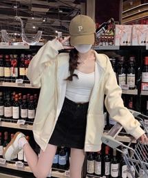 【再入荷】【12色展開】【裏ボア】カラー ダブルジップパーカー フーディー