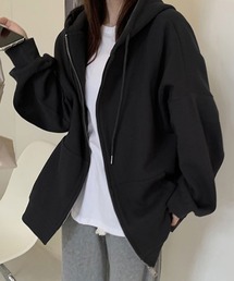 【再入荷】【12色展開】【裏ボア】カラー ダブルジップパーカー フーディー