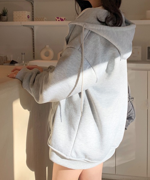 Teem Store(チームストア)の「【再入荷】【12色展開】【裏ボア】カラー ダブルジップパーカー フーディー(パーカー・レディース・グレー/ブラック/ライトグレー/アイボリー/ダークグレー/ワイン/ブルー/ブラウン/グリーン/ネイビー/ホワイト/ピンク・M/L)」の18枚目の写真
