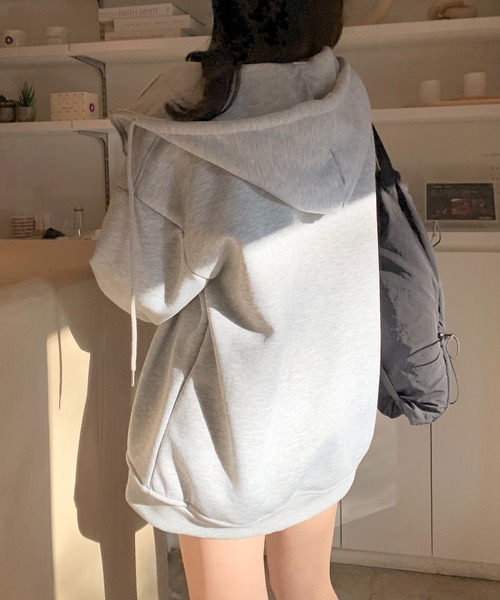 Teem Store(チームストア)の「【再入荷】【12色展開】【裏ボア】カラー ダブルジップパーカー フーディー(パーカー・レディース・グレー/ブラック/ライトグレー/アイボリー/ダークグレー/ワイン/ブルー/ブラウン/グリーン/ネイビー/ホワイト/ピンク・M/L)」の21枚目の写真