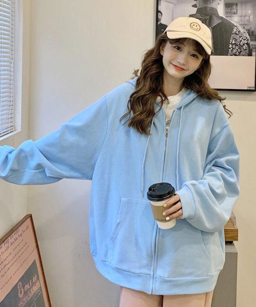 Teem Store(チームストア)の「【再入荷】【12色展開】【裏ボア】カラー ダブルジップパーカー フーディー(パーカー・レディース・グレー/ブラック/ライトグレー/アイボリー/ダークグレー/ワイン/ブルー/ブラウン/グリーン/ネイビー/ホワイト/ピンク・M/L)」の22枚目の写真